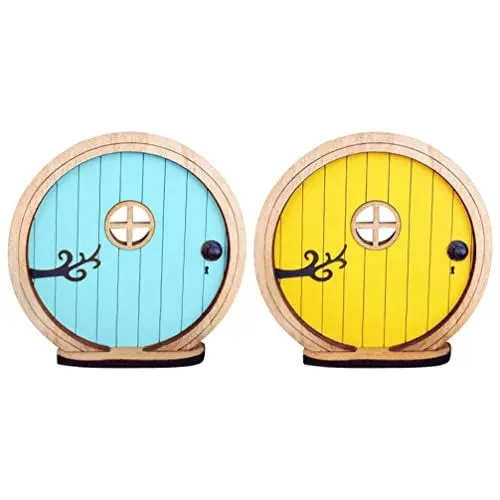 Produktbild: Happyyami Feentür Rund 2 Stücke Fee Garten Tür Miniatur Fee GNOME Hause Tür Puppenhaus Micro Landschaft Fee Garten Zubeh?r Garten Deko Tür