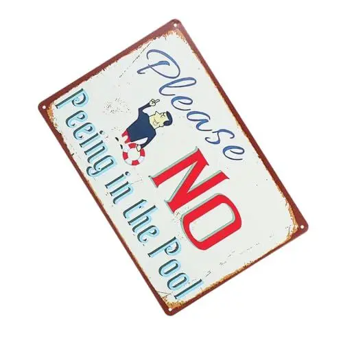 Produktbild: Happyyami Schwimmbad-Logo Dekoration des Poolbereichs Poolschilder aus Metall Poolschild aus Metall Poolschild für den Außenbereich Schwimmbad-Schild- Pool-Schild- Eisen