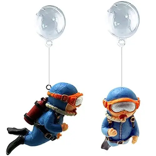 Produktbild: Happyyami 2stücke Schwimmende Taucher Dekoration Für Aquarien Einstellbare Tauchfigur Mit Auftriebskugel Und Angel Schnur Kreative Unterwasser Ornamente Für Fischbecken