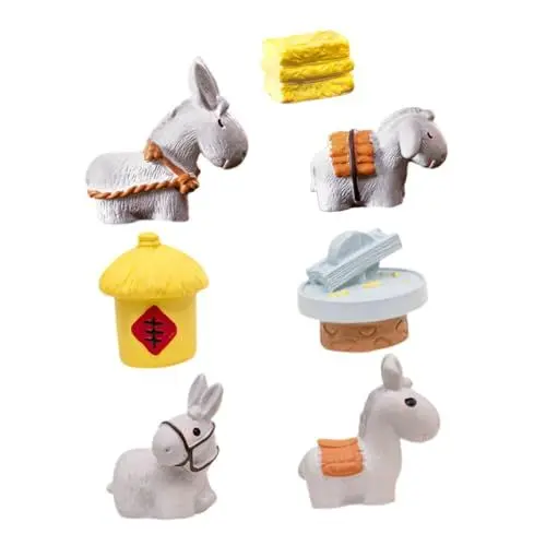 Produktbild: Happyyami Spielzeuge 7St Bauernhofpuppendekoration Mini-Eselfiguren Miniatur-Esel-Statue Spielzeug Esel Esel Figur Jahrgang Schmuckstücke Moos Kunsthandwerk schmücken Harz