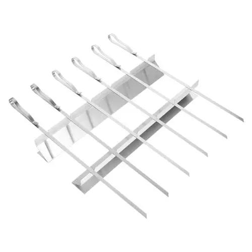 Produktbild: Happyyami Tragbare Edelstahl Grillspieße Mit Halter Set Für Holzkohlegrill Ideal Für BBQ Fans Perfekte Geschenkidee Klappbares Grillgitter Für Gleichmäßiges Garen Von Fleisch Und Gemü
