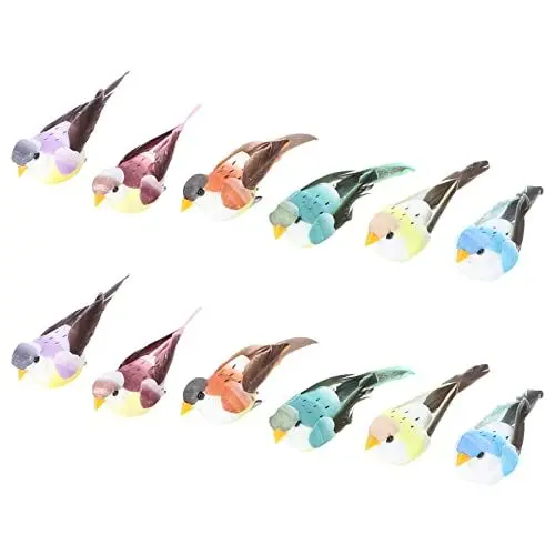 Produktbild: Happyyami Vogelverzierung 12Pcs Künstliche Vogelhandwerk Simulierte Schaumvogel- Schmuckschmuck Federv?Gel Papageienfigur Dekor Tierstatues Baum Rasenhaus Gartendekoration Dekoration