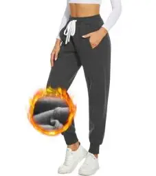 Produktbild: HAPYWER Damen Jogginghose Gefütterte Warm Sporthose High Waist Weit mit Taschen Sweathose Baumwolle mit Sherpa Dicke Thermo Loungehose für Winter S-XXL
