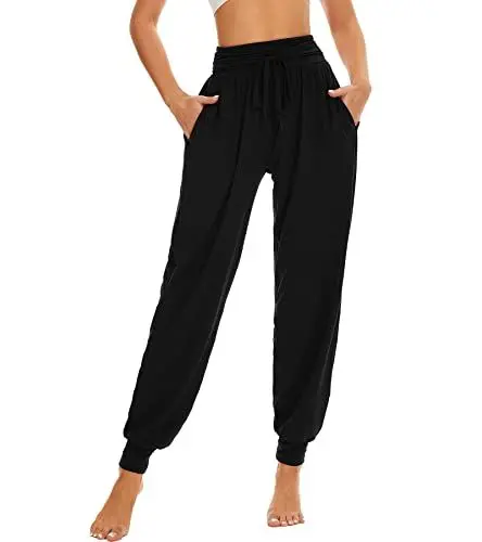 Produktbild: HAPYWER Haremshose Damen Lang für Sport Workout-Yogahose Jogginghose Sommerhose Leicht Weiche Lockere Bequem mit Groß Taschen-S-XXL