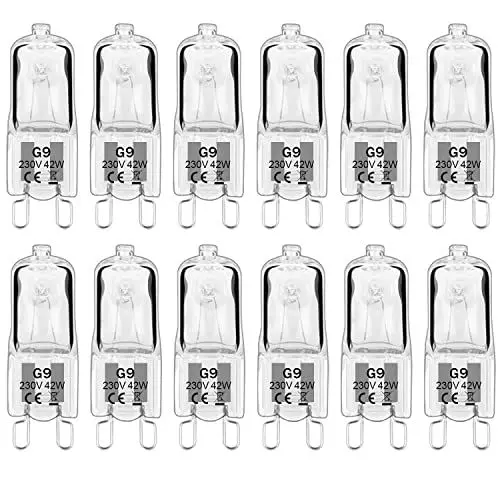 Produktbild: Haraqi 12 Stück G9 Halogenlampen, 230V 42W 530lm G9 Glühbirne, 2800K Warmweiß,Kapselglühlampen Dimmbar, Kein Flackern