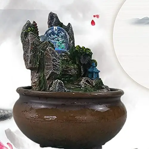 Produktbild: HarBin-Star Zimmerbrunnen Tischbrunnen, Tischbrunnen Springbrunnen Brunnen Polyresin Springbrunnen LED-Beleuchtung Mehrfarbig für Gelegenheiten Schlafzimmer Wohnzimmer Studie