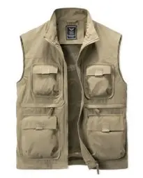 Produktbild: Harbrosrce Herren Outdoor Anglerweste Kolonnenstand Leicht Ärmellos Jacke mit Vielen Taschen Für Safari Golf Jagd Angeln Fotografie Wandern