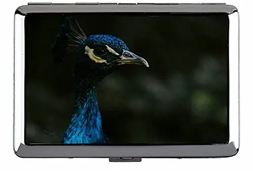 Produktbild: Hard Box Full Pack-Zigarettenetui, Pfau-Vogelfedern Visitenkartenhalter Edelstahl (Silber) C314