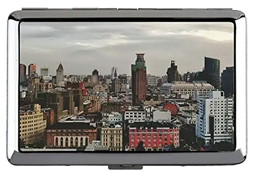 Produktbild: Hard Box Full Pack Zigarettenetui, Stadtgebäude Architektur Clip Offene Taschenhalter für 14 Zigaretten A310
