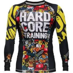 Produktbild: Hardcore Training Rash Guard Men's Kompressionshemd Herren Lange Ärmel Grappling Jiu Jitsu MMA Fitness Boxen No Gi