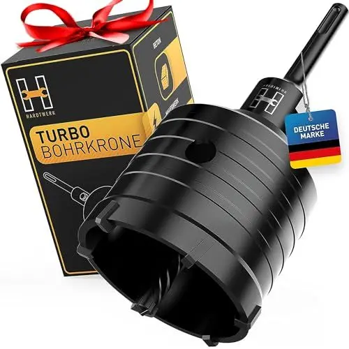 Produktbild: HARDTWERK Turbo Bohrkrone 68mm SDS Plus (XXL-Zähne) - Dosenbohrer hammerschlagfest für Steckdosen in Mauerwerk Stein Beton Trockenbau - Steckdosenbohrer Kronenbohrer