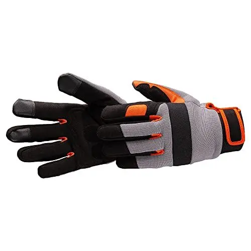 Produktbild: HARDY WORKING TOOLS Unisex werkhandschoenen serie 55 Schutzhandschuhe, Schwarz-Grau-Orange, 9 (L) EU