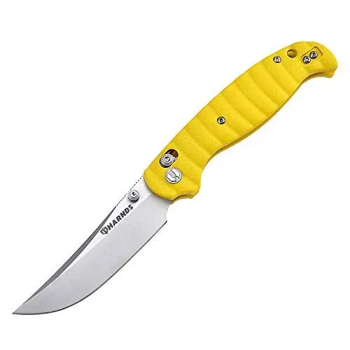 Produktbild: Harnds Giant Silkworm Klappmesser mit Sandvik Steel Blade,Outdoor Messer G10-Griff Camping-Taschenmesser mit umkehrbarem Taschenclip (Gelb)