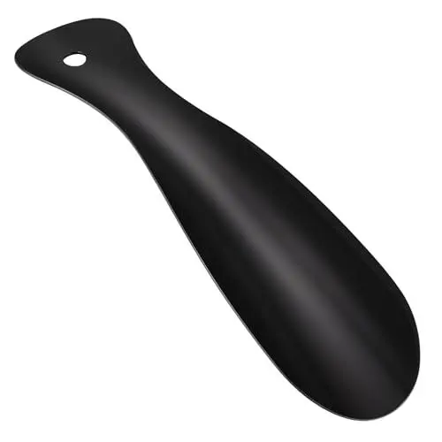 Produktbild: Harniruco Schuhlöffel Klein,Tragbar Schuhanzieher Klein Metall,Schwarz Shoe Horn 19cm Kleiner Schuhlöffel für Reisen
