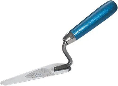 Produktbild: HAROMAC Katzenzungen Kelle, Made in Germany, 160 mm, rostfreier Edelstahl, Holzgriff in blau, gehärtet und geschliffen, Profiqualität, Zungenkelle