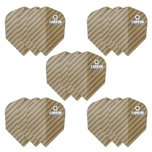 Produktbild: Harrows Carbon Dart Flights | 5 x Sets Darts Flights (15 Flights insgesamt) I 100 Mikron Dart Flights I Premium Extra Strong Made in UK I Professionelles Dartzubehör I Gold Dart Flights