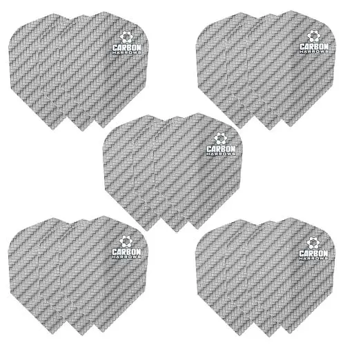 Produktbild: Harrows Carbon Dart Flights | 5 x Sets Darts Flights (15 Flights insgesamt) I 100 Mikron Dart Flights I Premium Extra Strong Made in UK I Professionelles Dartzubehör I Silber-Dart-Flights