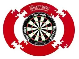 Produktbild: Harrows Dartscheiben-Einfassungsring I Dartscheiben-Einfassung 4 Stück I Einfache Montage Dart-Einfassung I Wandschutz Extra 720 mm Schutz I Doppelseitig für Lange Lebensdauer I Darts-Zubehör I Rot