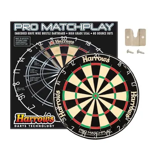 Produktbild: Harrows Dart Board Pro Matchplay I Dartscheibe, offizielle Größe, Dartscheibe mit ultradünnem Messerdraht für maximale Punktzahl, kompatibel mit Dartscheibenständer, Dartscheibenbeleuchtung