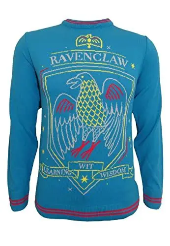 Produktbild: Harry Potter Christmas Jumper Ravenclaw Crest offiziell Unisex Blau Ugly Sweater