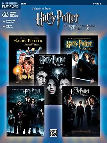 Produktbild: Harry Potter Movies 1-5, for Flute (Harry Potter Instrumental Solos (Movies 1-5): Level 2-3) , mit Audio-Download: Flute (incl. CD)