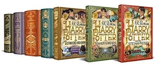 Produktbild: Harry Potter alle 7 Bände in der Jubiläumsausgabe (Hardcover) + 1 original Harry Potter Button Badge Pack
