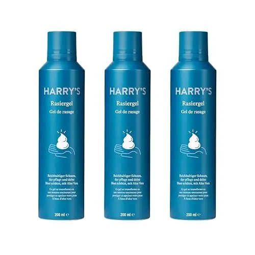 Produktbild: Harry's Schäumendes Rasiergel - Rasiergel mit Aloe Vera angereichterter Formel - 3er-Pack (200ml), Rasiergel, Schaum zum rasieren
