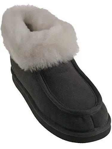 Produktbild: Harrys-Collection Damen Herren Hausschuh Mokassin aus feinstes Merino Lammfell, Farben:grau, Schuhgröße:43