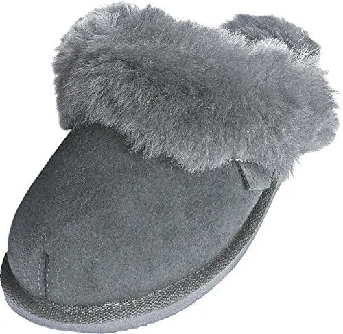 Produktbild: Harrys-Collection Extra Dicke Lammfell Pantoffeln für Damen, Farben:grau, Schuhgröße:38