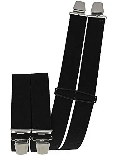 Produktbild: Harrys-Collection Herren Latzhosenträger Arbeitshosenträger 4 extra starke Clips uni und neon Farben, Farben:schwarz