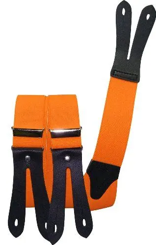 Produktbild: Harrys-Collection Hosenträger Knopfloch echte Lederpatten 11 Farben, Größen:120 cm, Farben:neonorange