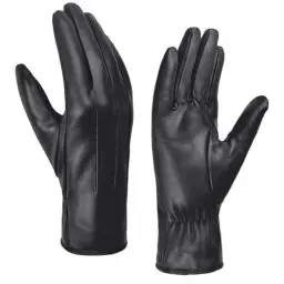 Produktbild: Harssidanzar Damens Lederhandschuhe Winter Warmes Kaschmirfutter Touchscreen Vintage Finished GL017EU,Schwarz,Größe S