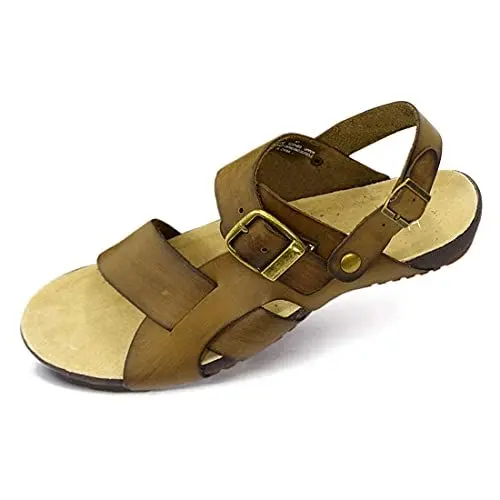 Produktbild: Harssidanzar Herren Ledersandalen Knöchelriemensandalen GM205EU,Khaki, Größe 40