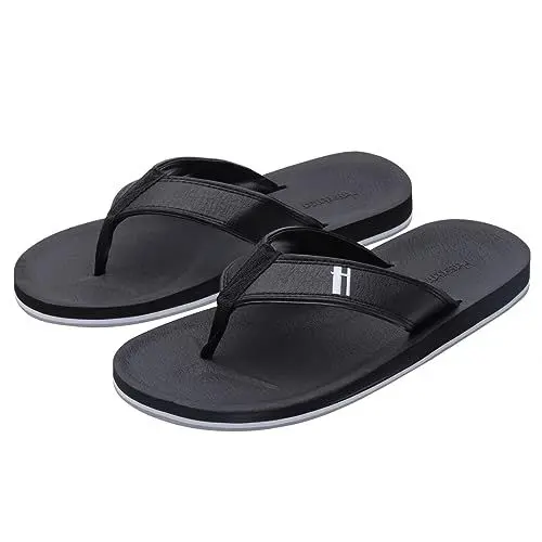 Produktbild: Harssidanzar Herren Zehentrenner,Klassischer String Leichte schnell trocknende wasserdichte Sommer Strand Sandalen KM230EU,Schwarz,Größe 43