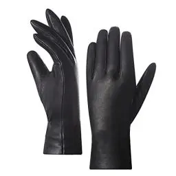 Produktbild: Harssidanzar Leder Handschuhe Frauen,Damen italienische Lammfell Lederhandschuhe Kaschmir Gefüttert, Schwarz, XL