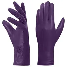 Produktbild: Harssidanzar Leder handschuhe für Damen, Winter Warm Fleecefutter Touchscreen Vintage Finished GL018EU,Lila, Größe L