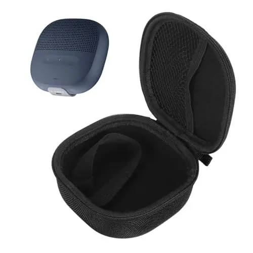 Produktbild: Harte Reisetasche für SoundLink Micro Bluetooth Lautsprecher, wasserdichte Schutzhülle mit Haken für Bluetooth Lautsprecher, Netztasche für Kabel und Zubehör (Black)