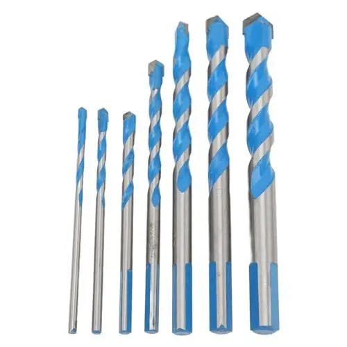 Produktbild: Hartmetallbohrer, Hartmetallbohrer-Set, 7-teilig, Keramik-Wandbohrer mit Aufbewahrungsbox für Keramikwände, Beton, Holz, Spiralbohren, Spiralbohrer