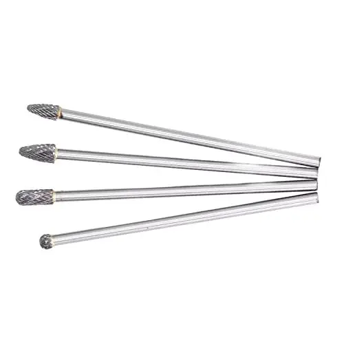 Produktbild: Hartmetall-Rotationsgrat-Set, Erweitertes Hartmetall-Rotationsgrat-Set, 4-teiliger Wolframstahl-Rotationsgrat, Doppelschnitt-Rotationsgrat mit 6 Mm, Schneidgrate