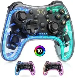 Produktbild: HASACOOL Switch Controller, Switch Pro Controller mit Transparent/Leuchtend/Aufwecken/App-Steuerung, Wireless Controller Kompatibel mit Android/IOS/PC, Controller Switch für Switch/Lite/OLED