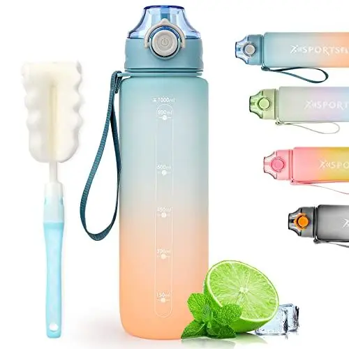 Produktbild: HASAGEI 1 Liter Trinkflasche Sport Trinkflasche 1 l Wasserflasche mit Verschlussdeckel und auslaufsicher BPA-Frei Tritan, für Fitnessstudio, Schule, Radfahren, Outdoor, Sport, Fitness und Büro
