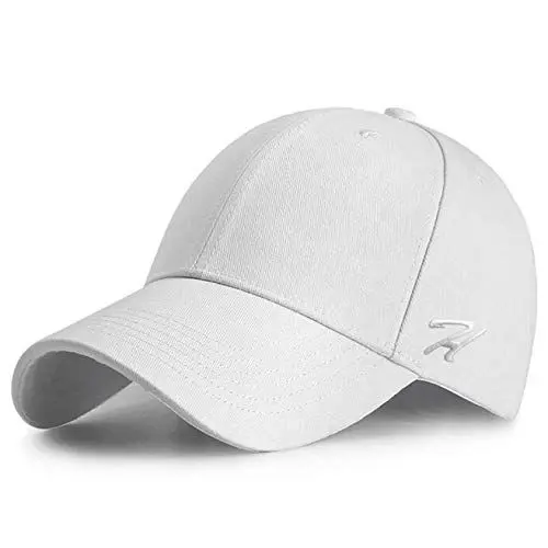 Produktbild: HASAGEI Baseball Cap Herren Damen Basecap Baseball Kappe Reine Farbe Baseboard Baseballkappe Cotton Cap für Tennis Golf Reisen (Weiß)