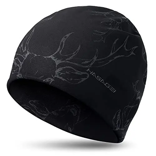 Produktbild: HASAGEI Laufmütze Herren Damen Fahrradmütze unter Helm Mütze Kalten Jahreszeit Warm Sportmütze Antistatisch Bedruckter Beanie für Freizeitaktivitäten Joggen Reisen Ski Radfahren (Hirsch Muster)