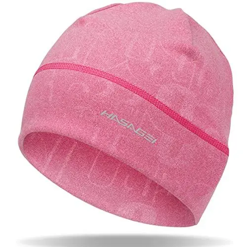 Produktbild: HASAGEI Laufmütze Herren Damen, Winter Mütze Unisex, Weich Elastisch Sportmütze, Winddichte Prägung Fahrrad Mütze Thermo Wintermütze Geeignet für Frühling Herbst und Winter (Rosa)