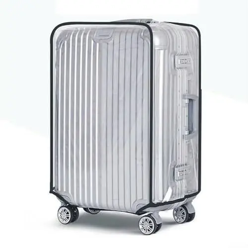 Produktbild: Hasaller Reisegepäck-Koffer-Abdeckung, transparent, PVC, TSA-geprüft, staubdicht, Reisekoffer, Regenmantel mit Reißverschluss (66 cm)