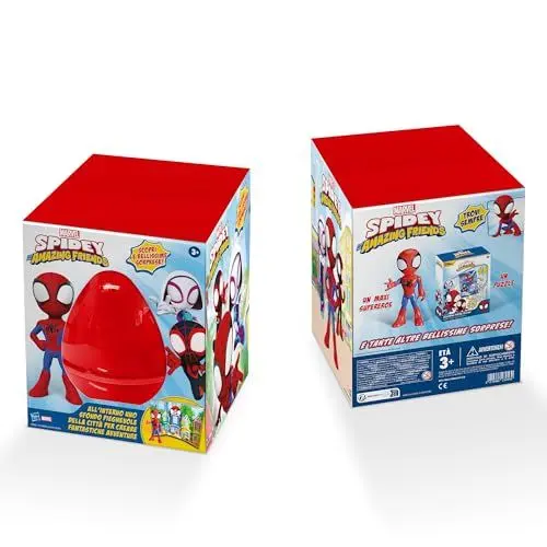 Produktbild: Hasbro Marvel D39854500 Disney Hasbro Surpresovo fantastischen Freunde 2024-Überraschungsei mit Figuren und faltbarem Hintergrund zum Thema Spidey, ab 3 Jahren, rot