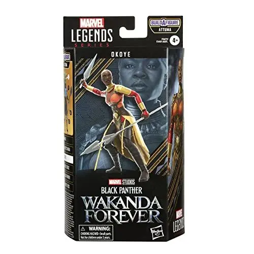 Produktbild: Marvel Hasbro Legends Series Black Panther Wakanda Forever, 15 cm große Okoye Figur, 2 Accessoires, 1 Build-A-Figure Element