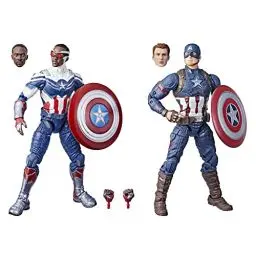 Produktbild: Hasbro Marvel Legends Series Captain America Doppelpack, 15 cm große MCU Figuren von Steve Rogers und Sam Wilson, 7 Accessoires, F5880, Multi
