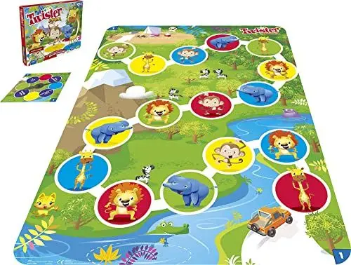 Produktbild: Hasbro Twister Junior Spiel, 2-in-1 Familienspiel mit doppelseitiger Spielmatte, fördert die Beweglichkeit und sorgt für Spaß, für Kinder ab 3 Jahren geeignet