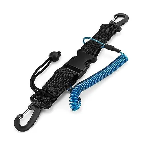 Produktbild: HASLED Spiralkabel Tauchen mit Edelstahlkern, Spiralkabel mit Karabiner Tauchen, Tauchen Ausrüstung Lanyard mit Schnellverschluss, Blau Tauchen Federspule für Tauchen, Schnorcheln Klettern